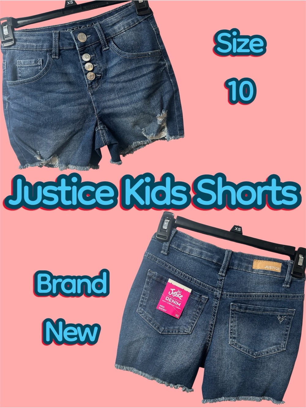Justice Dark Wash Distressed Denim Shorts - Blue size 10 kids